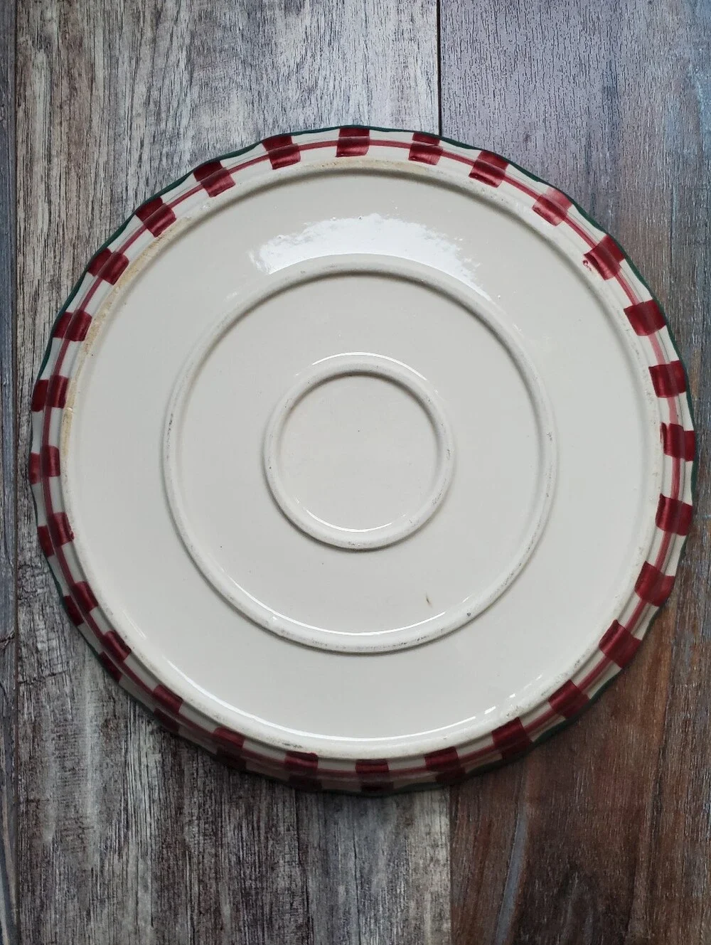 Design Pac Vintage Ceramic Plaid Fluted Holiday Pie Plate 10.5